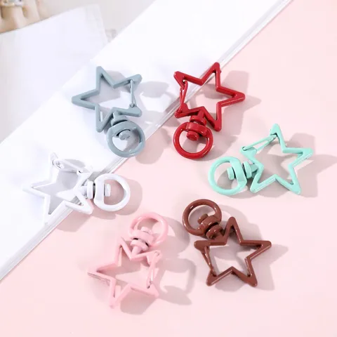 Alliage de Zinc Pentagramme Étoile Fermoir Homard Porte-clés DIY Accessoires de Fabrication de Bijoux Pendentif Anneau Clé Loisirs Créatifs