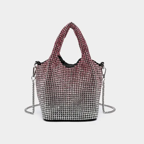 Sac Seau en Strass Mode pour Femmes Sac à Main Bandoulière de Luxe en Cristal Brillant avec Chaîne