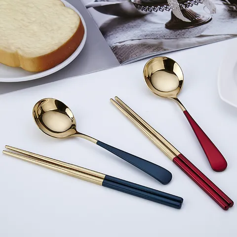 Vaisselle Portable en Acier Inoxydable 304 Baguettes Cuillère Avec Boîte de Rangement Pour Étudiants