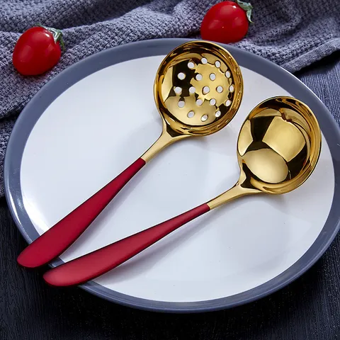 304 Stainless Steel Soup Spoon Long Handle Large Head Hot Pot Ramen Spoon Kitchen Dining Tableware Gold Silver Color