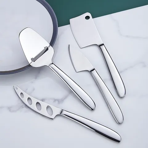 Couteau à Fromage en Acier Inoxydable Trancheur de Beurre Spatule Pointue Lame Étroite à 4 Trous Coupe-Fromage Outil de Cuisine