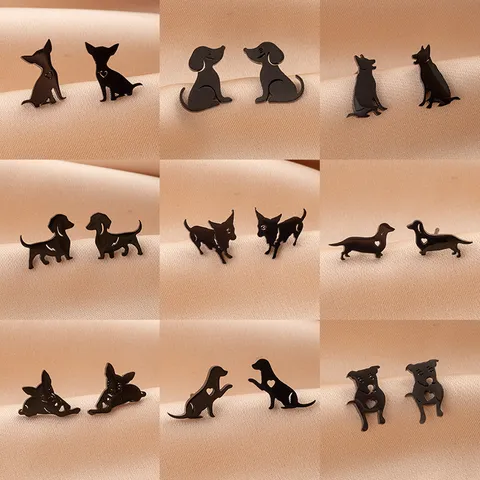 Cute Pet Dog Stud Earrings 304 Stainless Steel Cartoon Animal Heart Cutout Earrings For Pet Lovers Women Men Jewelry