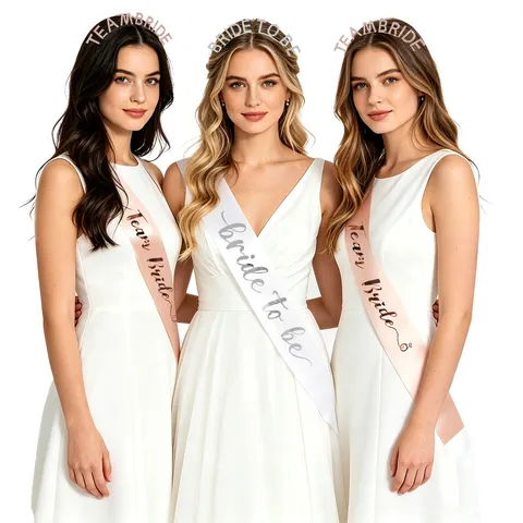 Kit Decorazione Addio al Nubilato Tiara Sposa Strass Cerchietto Fascia in Raso per Matrimonio Fidanzamento Accessori Feste Donna