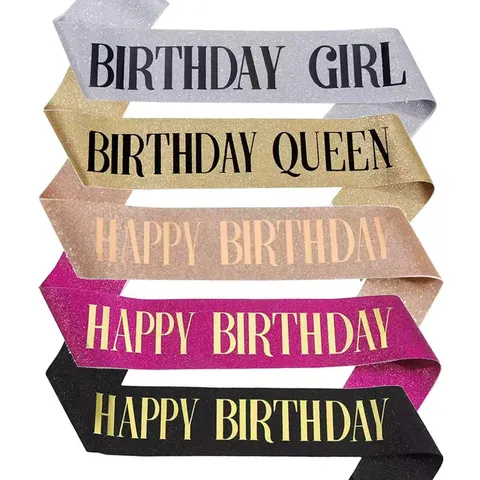 Glitter Birthday Girl Sash For Women Sparkly Happy Birthday Queen Sash For Birthday Party Decorations Costume Accessories