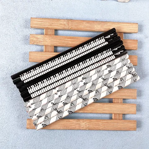 Lápiz de Madera HB Teclado de Piano Patrón de Notas Musicales Papelería de Escritura Lápiz de Estudiante