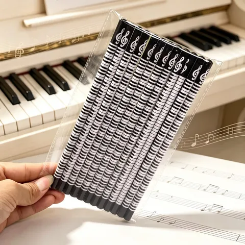 Lápices de Madera HB con Diseño de Notas Musicales y Teclas de Piano Suministros Escolares para Estudiantes