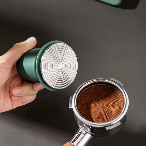Stainless Steel Coffee Tamper Dual Spring Constant Pressure Coffee Powder Hammer With Storage Base For Office Home Bar