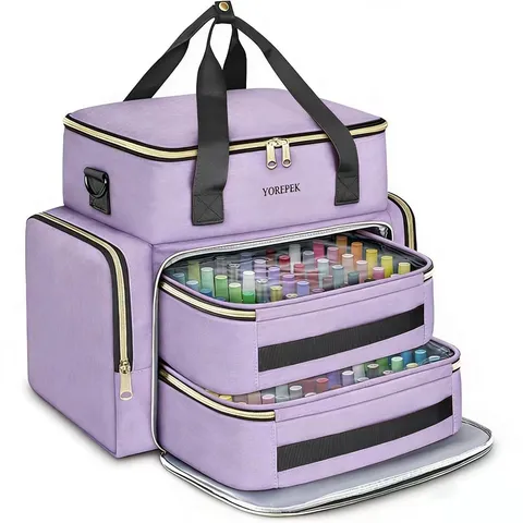 Large Capacity Nail Polish Storage Bag Portable Cosmetic Organizer Box Travel Makeup Case With Double Layer Drawers For Women