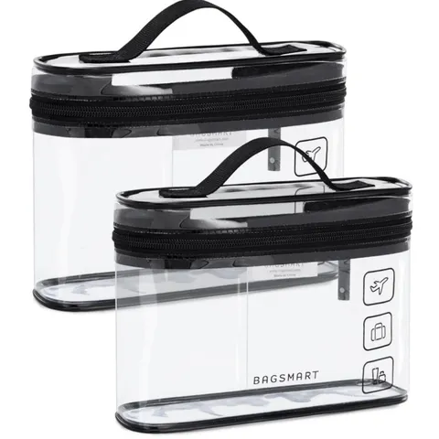 Waterproof Clear Travel Toiletry Bag Set Transparent Cosmetic Makeup Pouch Organizer With Zipper And Handle For Women