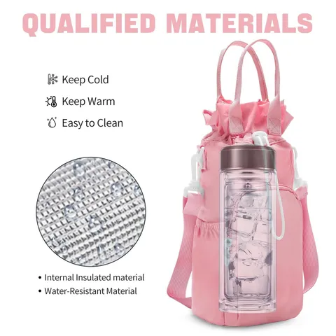Portable Insulated Water Bottle Bag With Shoulder Strap Crossbody Cup Pouch Holder For Outdoor Sports Travel
