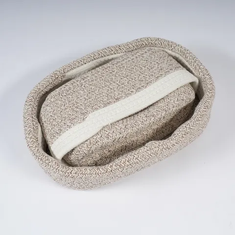 Cotton Rope Woven Storage Basket Set Decorative Foldable Storage Bins For Home Living Room Bedroom Organization