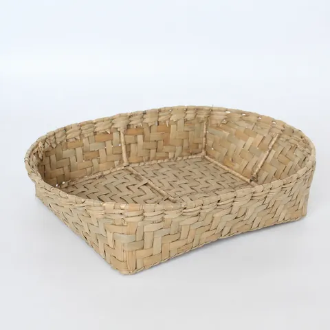 Handgewebter Stroh Aufbewahrungskorb Ländlicher Stil Natürlicher Rohrkolben Gewebter Desktop Organizer Kasten Für Zuhause Büro