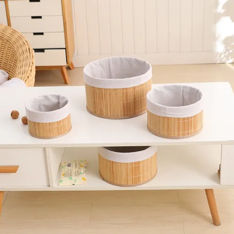 Handwoven Cotton Rope Storage Baskets Woven Organizer Bins Decorative Storage Bins For Home Desktop Shelf