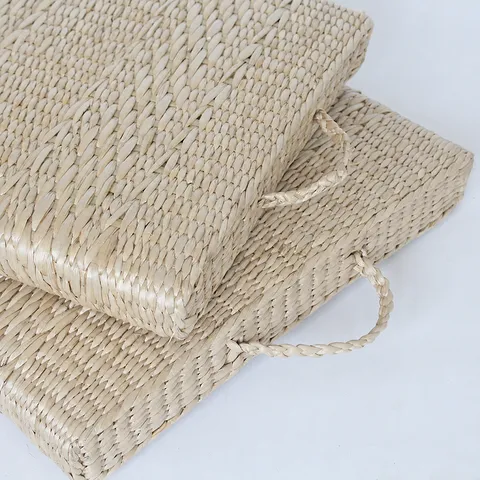 Handmade Natural Cattail Grass Square Portable Cushion Bay Window Mat Tatami Floor Mat Home Living Room Bedroom Decor