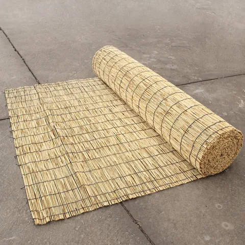 Natural Reed Roller Blind Handwoven Privacy Screen Sun Shade Curtain For Home Hotel Indoor Window Door Decor