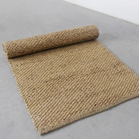 Natural Water Hyacinth Woven Sauna Blanket Handcrafted Plant Fiber Floor Mat Traditional Straw Carpet For Living Room Home Decor