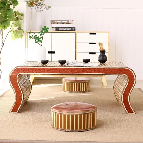 Traditional Bamboo Tatami Coffee Table Antique Sinology Study Desk Woven Tea Table For Home School Living Room