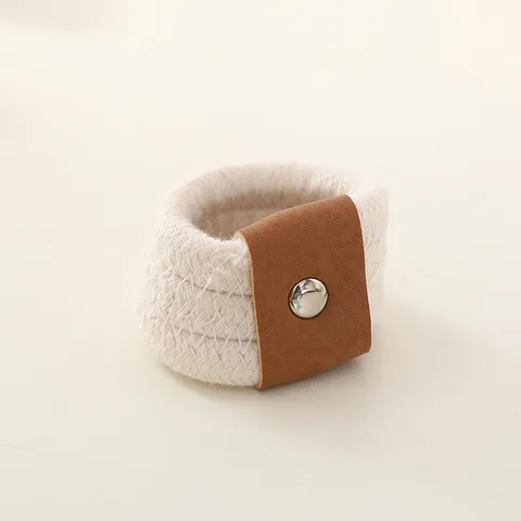Servilleteros Minimalistas de Cuero Cuerda de Algodón Blanco Soporte de Hebilla de Servilleta para Mesa de Hotel Fiesta