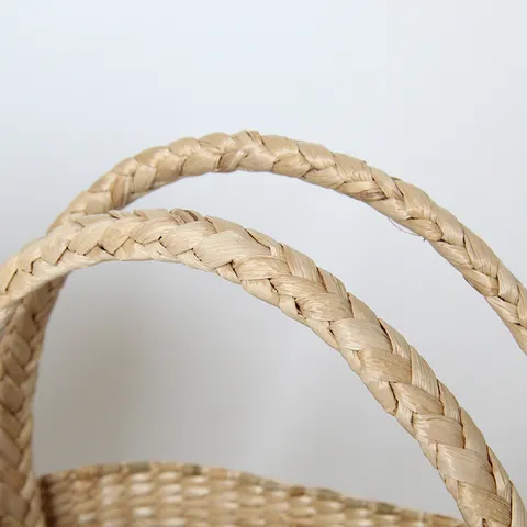 Handmade Cattail Straw Woven Bag Natural Plant Fiber Storage Basket Beach Handbag Casual Summer Tote Bag For Women