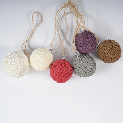 Handmade Paper Rope Sisal Christmas Ball Hanging Pendant Creative Christmas Tree Hanging Ornaments Party Decor