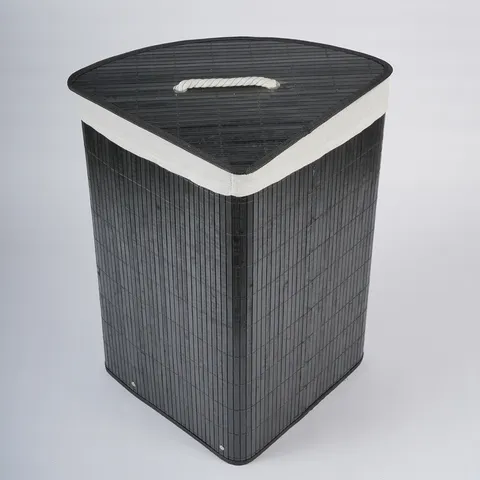 Panier à Linge Tissé en Bambou Noir Panier de Rangement Pliable Avec Couvercle Et Doublure en Tissu Pour Vêtements Jouets Organisation de la Maison