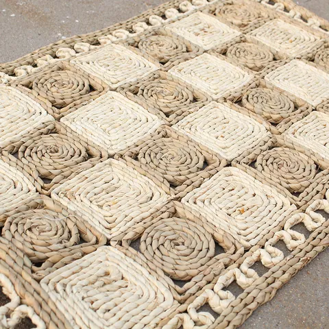Handmade Natural Straw Woven Front Door Mat Rectangular Floor Mat Bedroom Bay Window Pad Home Decor Rug