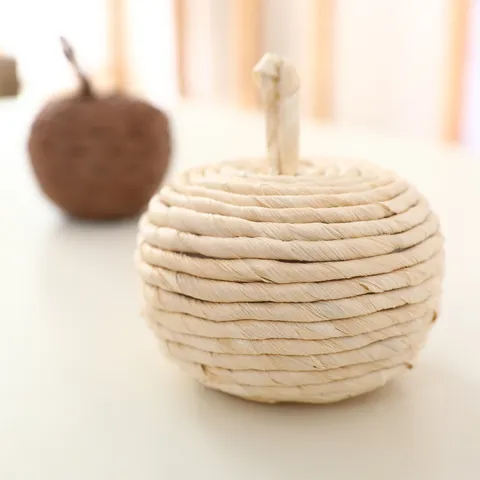 Handmade Straw Pumpkin Figurine Harvest Festival Autumn Thanksgiving Decor Tabletop Ornament Home Christmas Decoration
