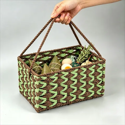 Minimalist Bamboo Woven Storage Basket Desktop Hallway Key Storage Organizer Makeup Sundries Storage Box