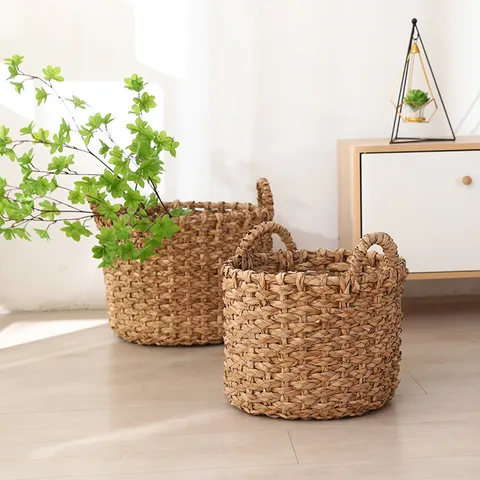 Nordic Handmade Rattan Woven Flower Pot Basket Natural Plant Storage Basket Desktop Flowerpot Home Decor Organizer