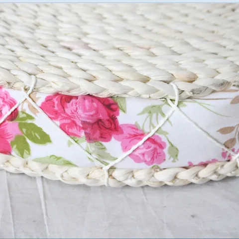 Handmade Woven Corn Husk Floor Cushion Round Tatami Pouffe Natural Straw Meditation Mat For Home Living Room Bedroom