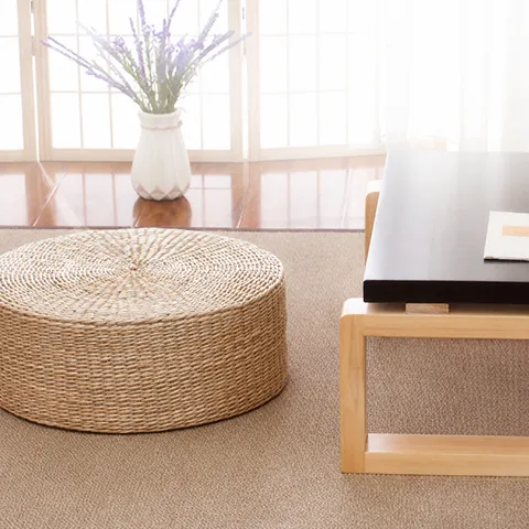 Natural Straw Woven Meditation Cushion Tatami Pouf Handcrafted Round Floor Pillow For Yoga Zen Tea Room Home Decor
