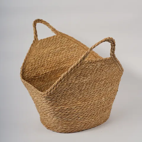 Handwoven Straw Storage Basket Woven Seagrass Tote Bag With Handles For Home Living Room Toy Book Storage