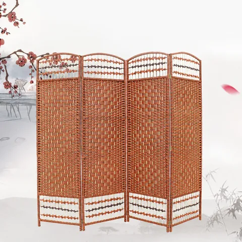 Chinese Style Folding Screen Rattan Woven Room Divider Partition For Living Room Office Hotel Home Decor Furniture