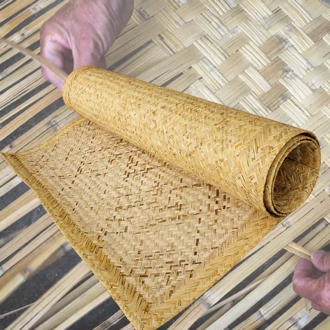 Natural Hand Woven Reed Mat Pastoral Style Floor Mat Plant Fiber Woven Carpet Home Farmhouse Decor