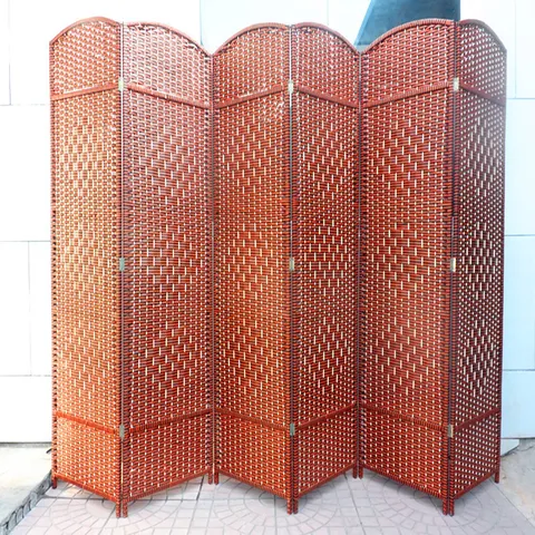 Chinese Style Folding Screen Rattan Woven Room Divider Partition For Living Room Office Hotel Home Decor Furniture