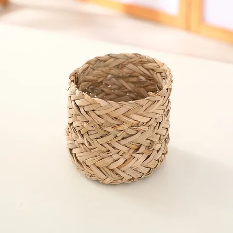 Handmade Woven Grass Plant Pot Holder Storage Basket Natural Cattail Grass Desktop Organizer Home Decor
