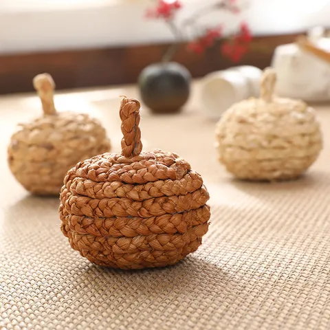 Handmade Straw Woven Pumpkin Carrot Ball Christmas Tree Hanging Ornament Festive Home Party Decor Craft