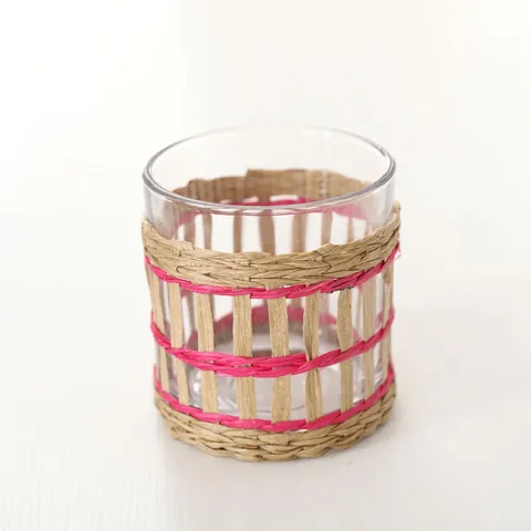 Fundas de Jarrón de Vidrio de Paja Tejida a Mano Estilo Pastoral Vintage Portavelas de Plantas Frasco de Almacenamiento Accesorios