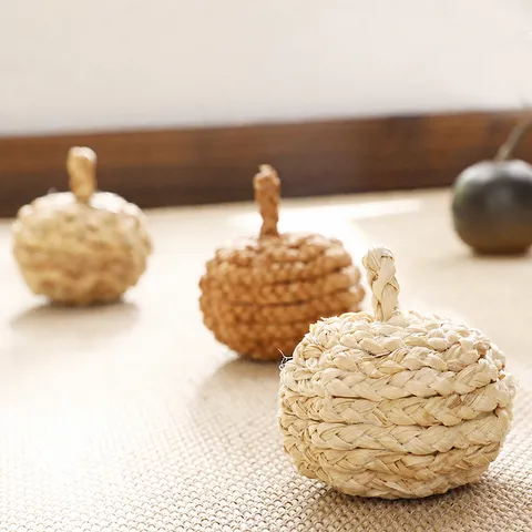 Handmade Straw Woven Pumpkin Carrot Ball Christmas Tree Hanging Ornament Festive Home Party Decor Craft