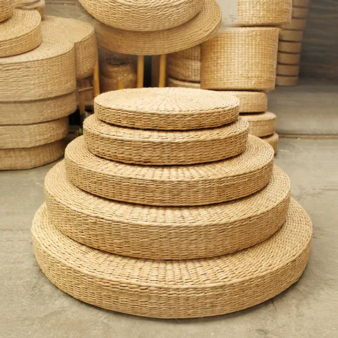 Japanese Tatami Straw Futon Meditation Cushion Handcrafted Natural Plant Fiber Thickened Yoga Floor Mat Round Seat Cushion For Home