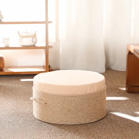 Handgemachte Gewebte Hanfseil Futon Kissen Natur Jute Tatami Erkerfenster Matte Wohnzimmer Boden Sitzende Heimdekor Kissen