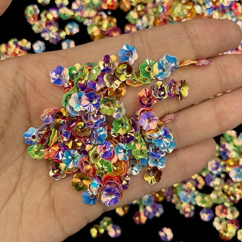 Acrylic Plum Blossom Sequins Loose Beads Mixed Color And Silver For DIY Craft Making And Jewelry Accessories