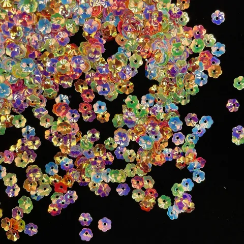 Acrylic Plum Blossom Sequins Loose Beads Mixed Color And Silver For DIY Craft Making And Jewelry Accessories