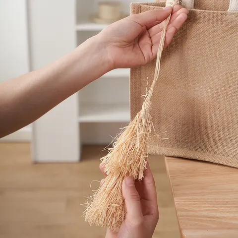 Handgemaakte Geweven Stro Mand Handtas Casual Raffia Kwast Hanger Tote Tas Zomer Strand Vakantie Dames Tas