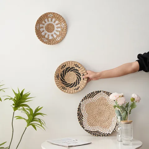 Cheiropoiiti Fyletiki Diakosmisi Toichou apo Fysiko Chorto Bohemiou Styl Stroggylo Disko Wall Art Gia Saloni Krevatokamara