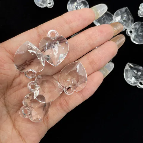 Transparent Acrylic Heart Pendants Beads DIY Jewelry Making Accessories Crystal Heart Shape Craft Charms For Bracelets