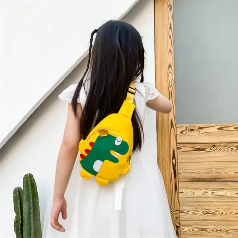 Borsa da Petto per Bambini Dinosauro Carino Cartoon Outdoor Tempo Libero Borsa a Tracolla Nylon Resistente all'Usura per Ragazzi e Ragazze