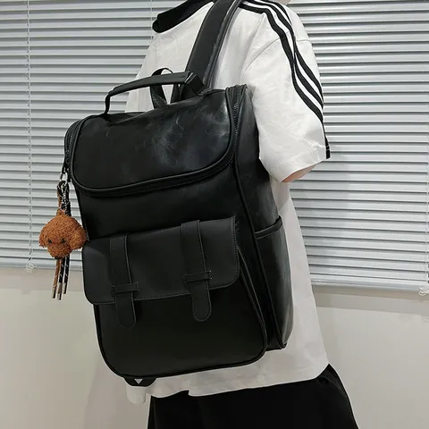 Hommes Femmes Décontracté Sac à Dos en Cuir PU Grande Capacité Voyage d'Affaires École Sac de Livres Sac à Dos pour Ordinateur
