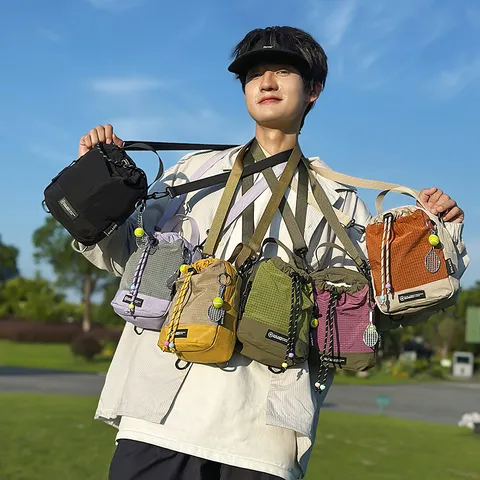 Lightweight Outdoor Crossbody Bag Waterproof Nylon Shoulder Bag Casual Travel Sport Sling Bag With Tennis Pendant