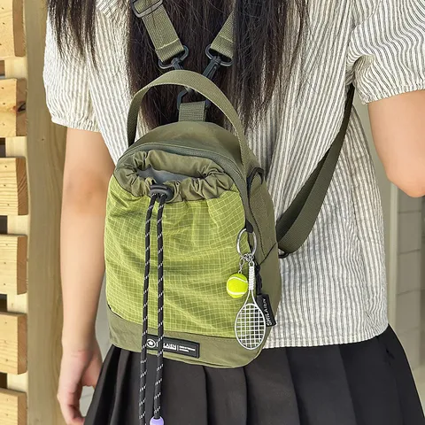 Lightweight Outdoor Crossbody Bag Waterproof Nylon Shoulder Bag Casual Travel Sport Sling Bag With Tennis Pendant